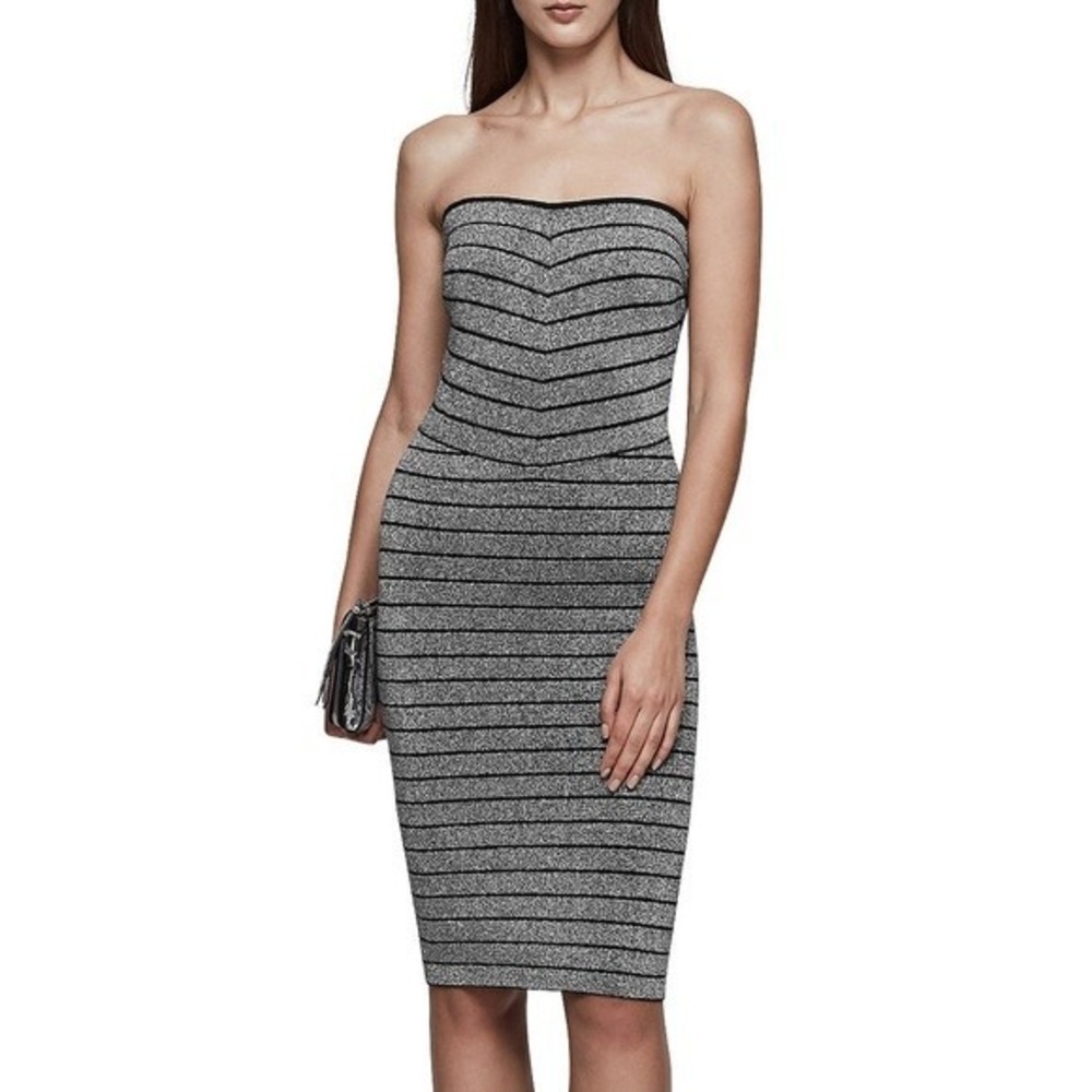 Reiss Metallic Strapless Bandage Dress Womens 10 Bodycon Party Club‎ New Years